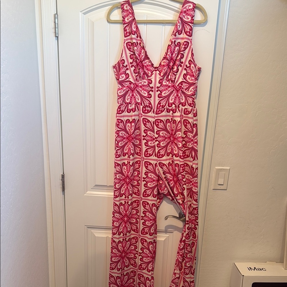 Pink Patterned Jumpsuit
